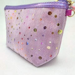 Women Rainbow Purple Velvet Zipper Makeup Pouch