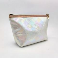 Embroidery Pink Heart Check Fabric Cosmetic Bag