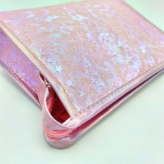 Girls Fashionable Pink Embossed Stars PVC Makeup Organizer