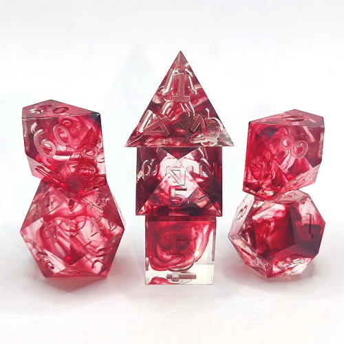 Crystal Unique Resin Dice Set with Flowers