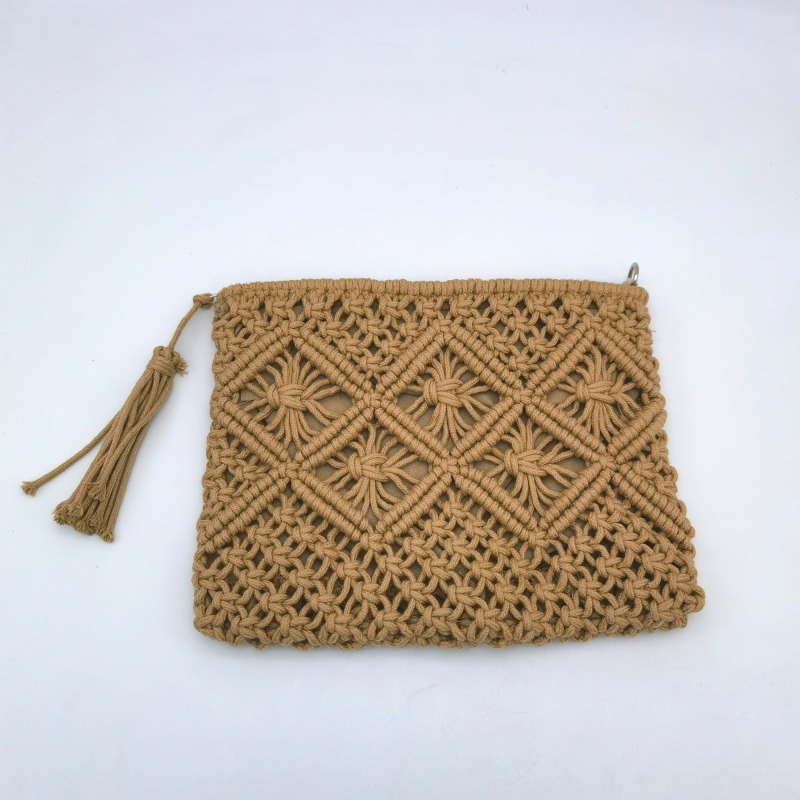 Hand-knit Wowen Pochette With Tassel