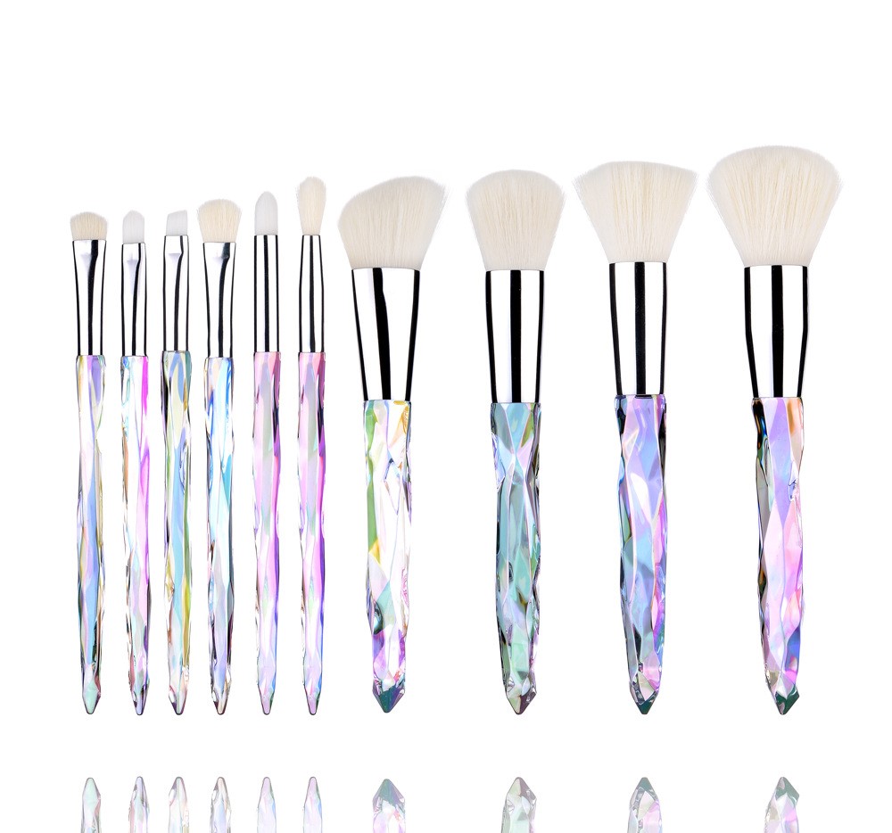 Shiny Iridescent Crystal 10pcs Makeup Brush Set
