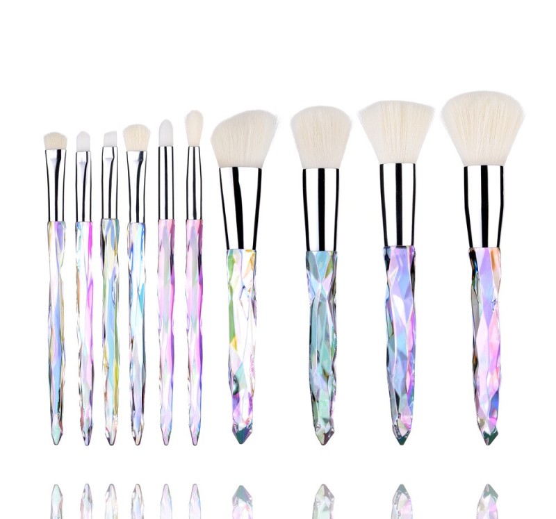 Shiny Iridescent Crystal 10pcs Makeup Brush Set