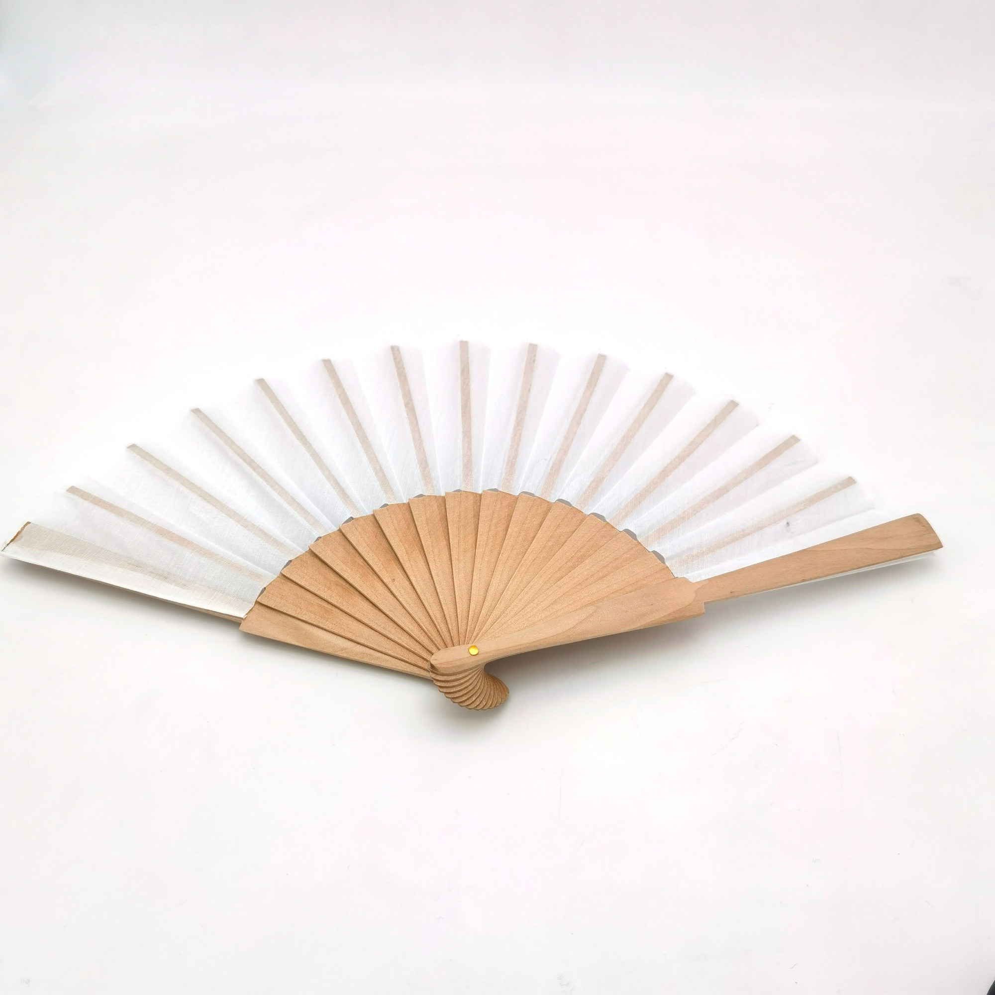 Cotton Cover Hand Fan with Wood Handle