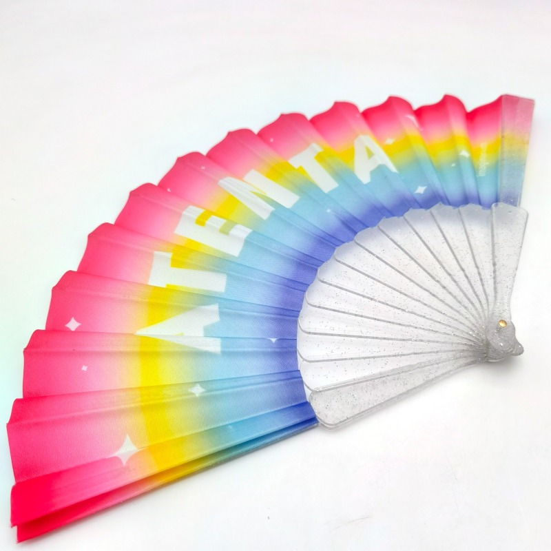 Transparent Handle Rainbow Color Fans