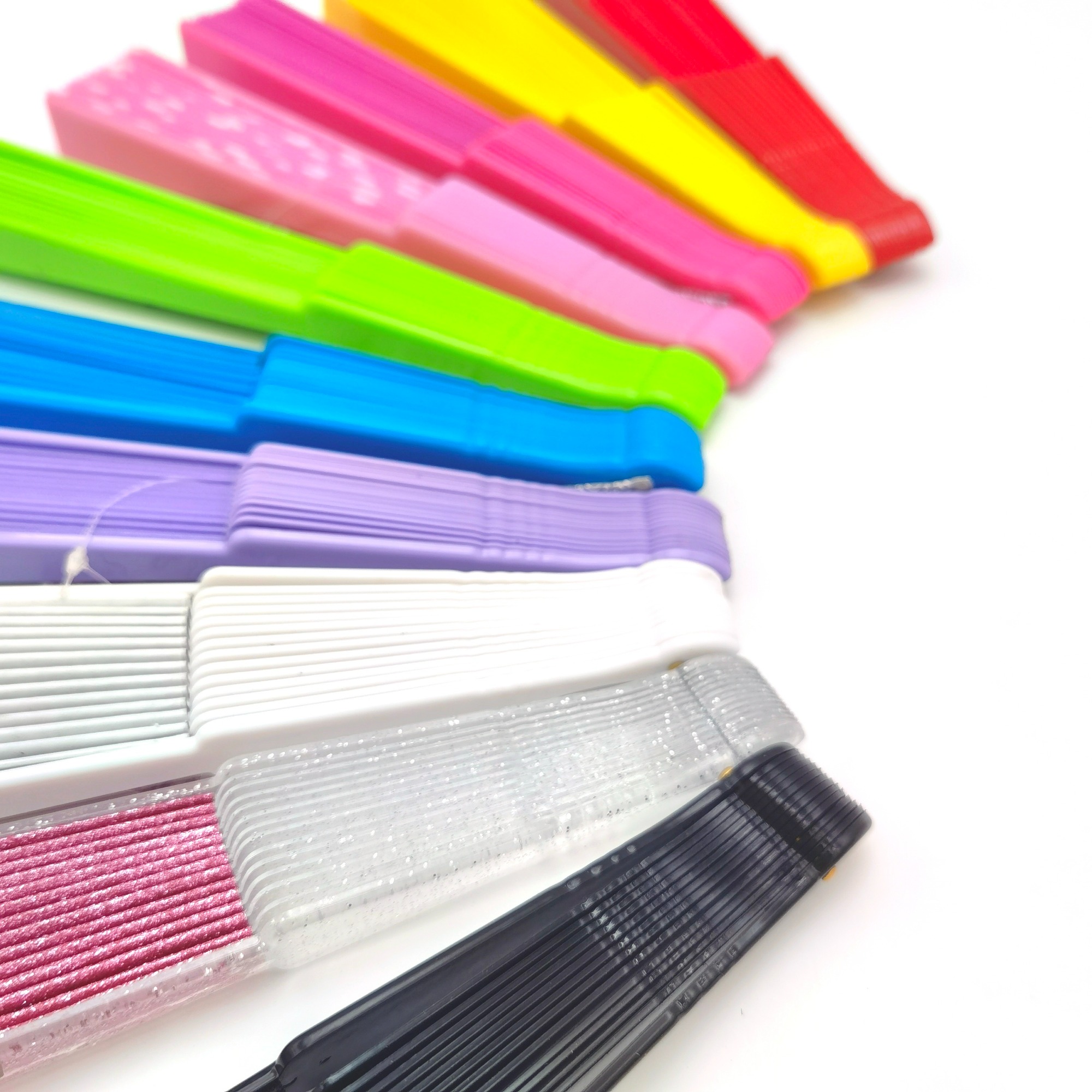 Transparent Handle Rainbow Color Fans