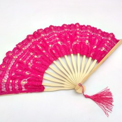Lace Embroidery Wood Hand Fan