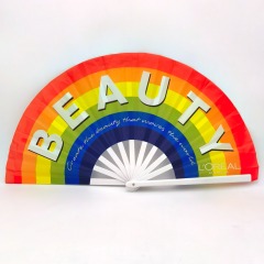 32cm Big Printed Fabric Plastic Hand Fan