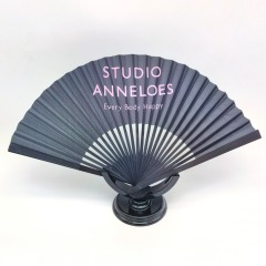 Hollow Wood Handle Printing Cover Hand Fan