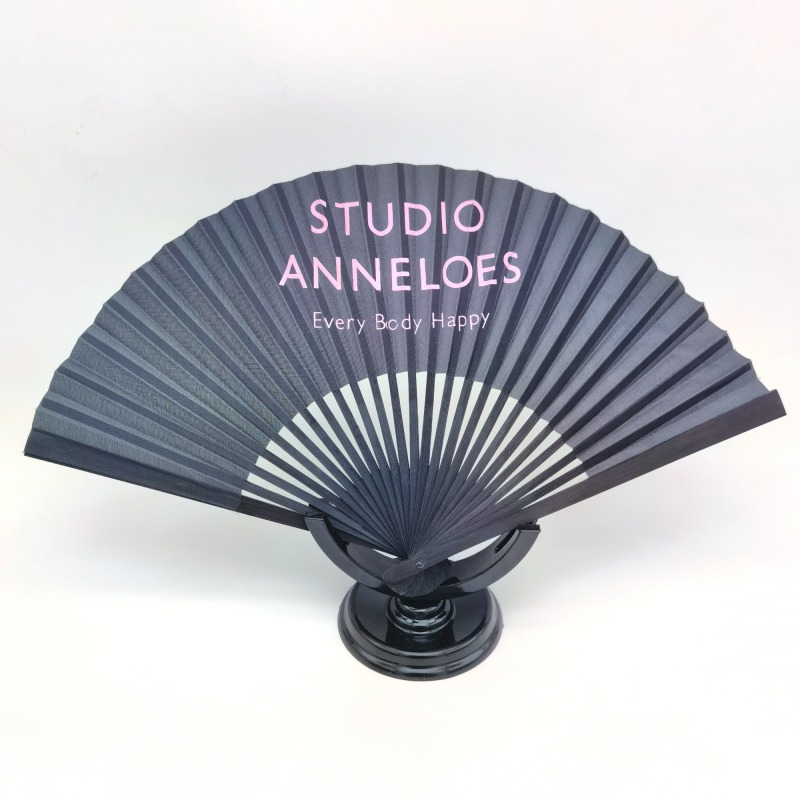 Hollow Wood Handle Printing Cover Hand Fan
