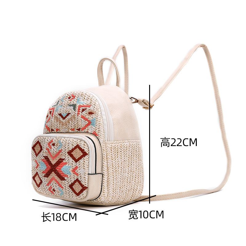 Embroidery Weave Backpack Bag