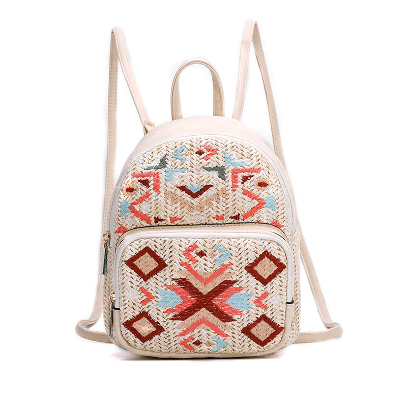 Embroidery Weave Backpack Bag