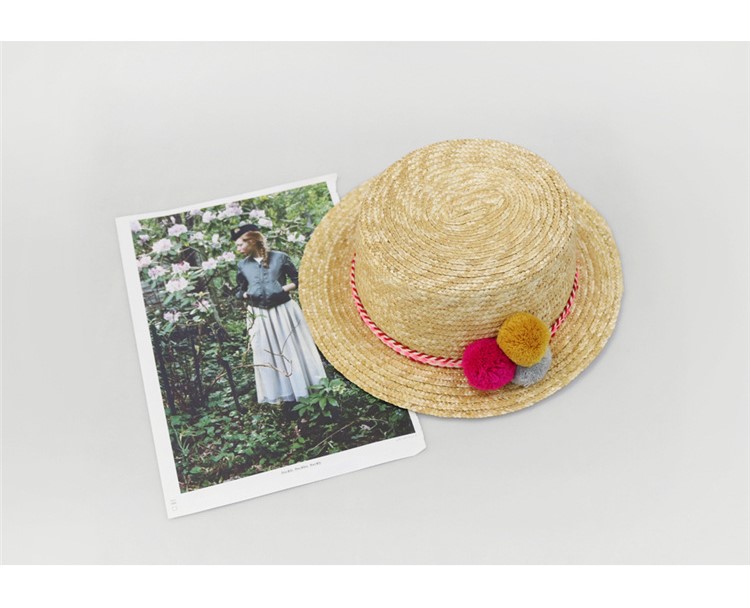 Handmade Straw Hat with Knitted Strap