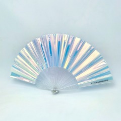Transparent Handle Iridescent PVC Fans