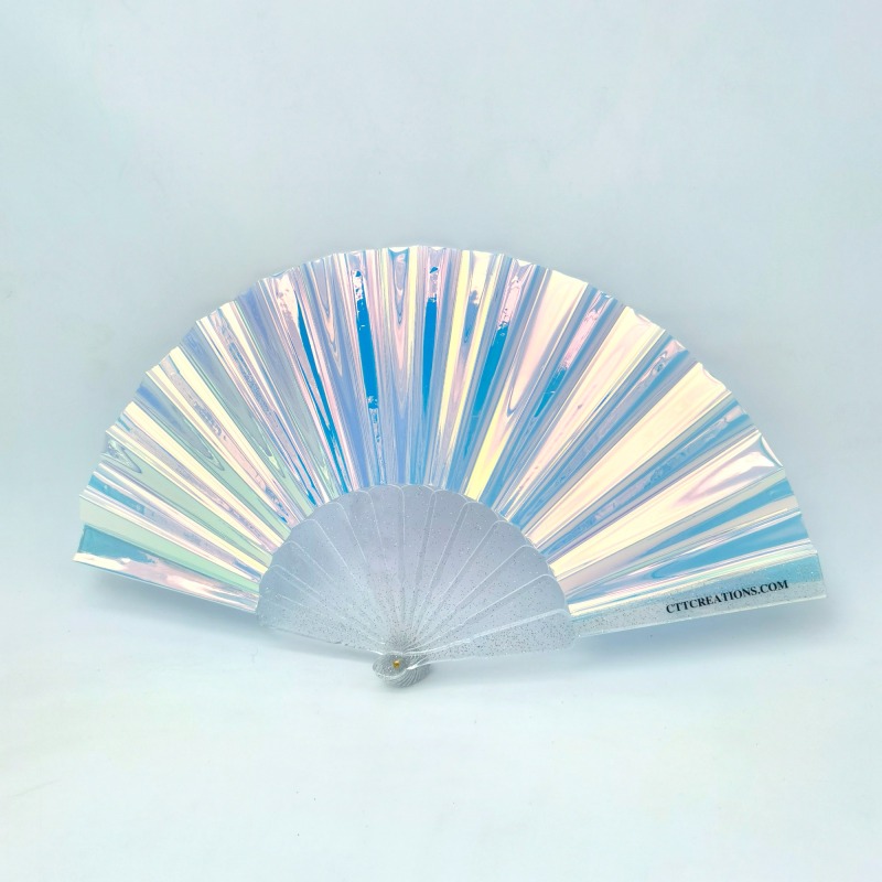 Transparent Handle Iridescent PVC Fans