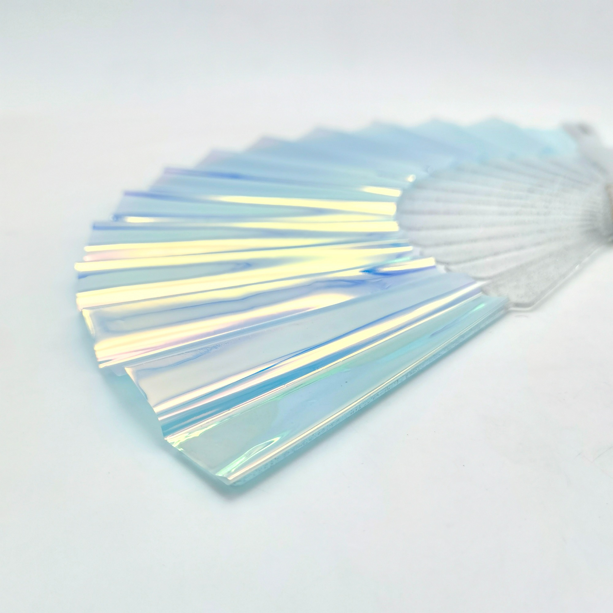 Transparent Handle Iridescent PVC Fans