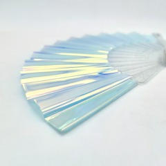 Transparent Handle Iridescent PVC Fans