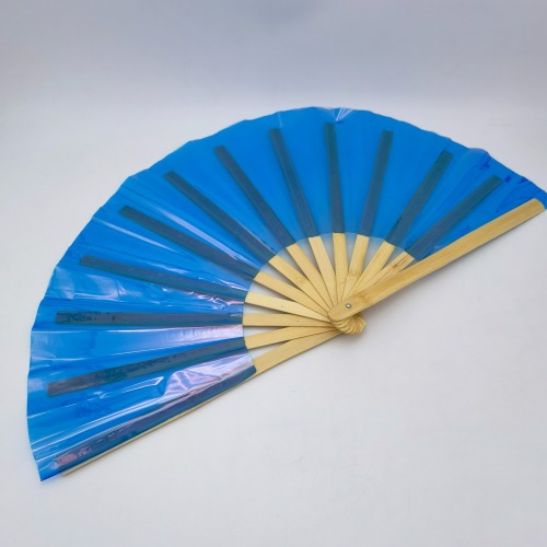 Wood Handle Iridescent Shiny PVC Fans