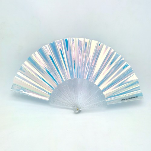 Transparent Handle Iridescent PVC Fans