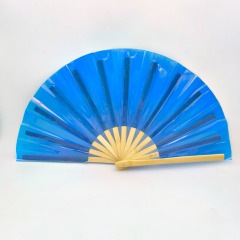 Wood Handle Iridescent Shiny PVC Fans