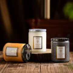 Vintage Home Fragrance Custom Pattern Embossing Glass Scented Candle