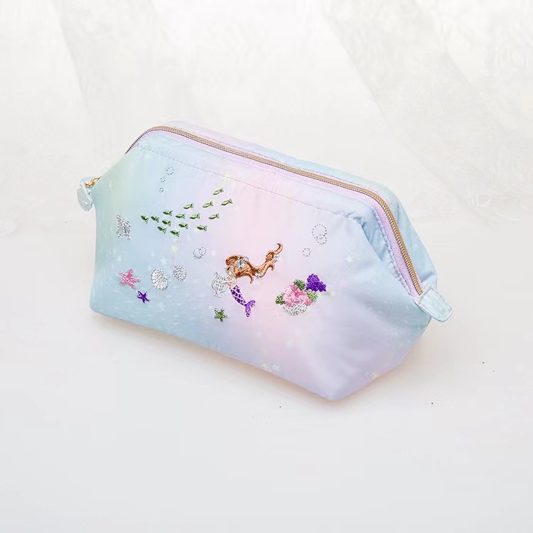 Embroidery Colorful Beach Mermaid Shell Cosmetic Bag,Bags,Cosmetic Bags