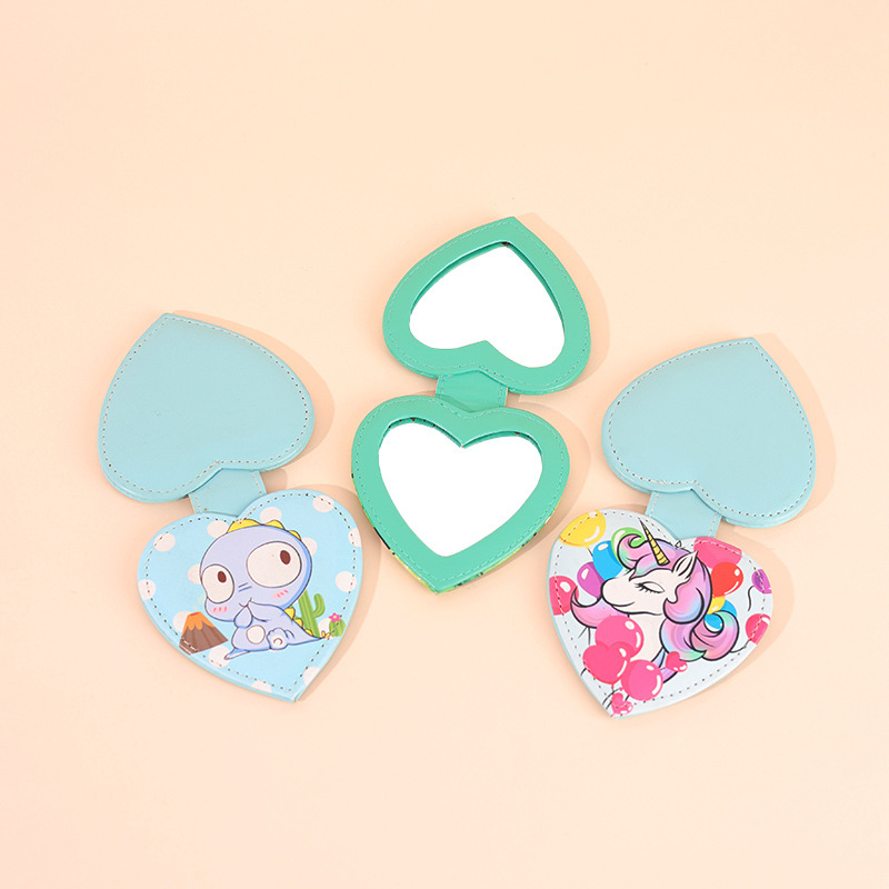 PU Heart Makeup Pocket Mirror