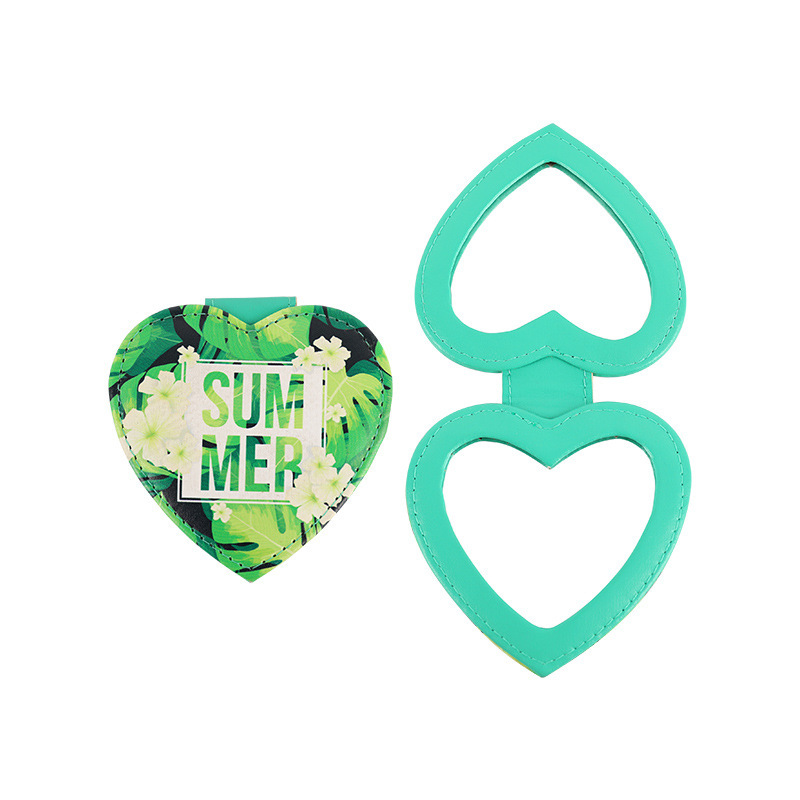 PU Heart Makeup Pocket Mirror
