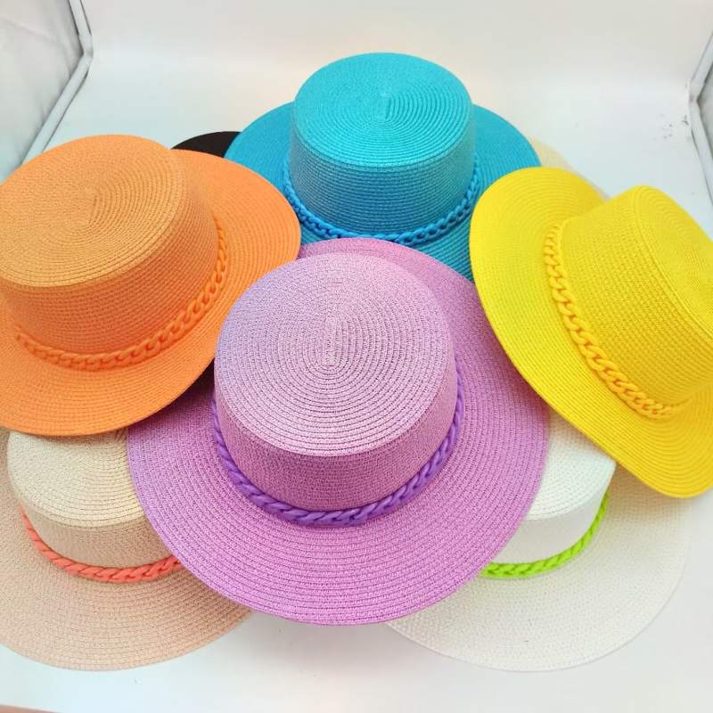 Chain Strap Summer Hand Weaving Straw Sun Hat