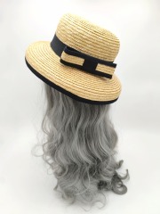 Black Ribbon Summer Hand Weaving Straw Sun Hat