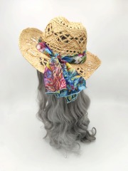 Summer Hand Weaving Straw Sun Hat with Ribbon