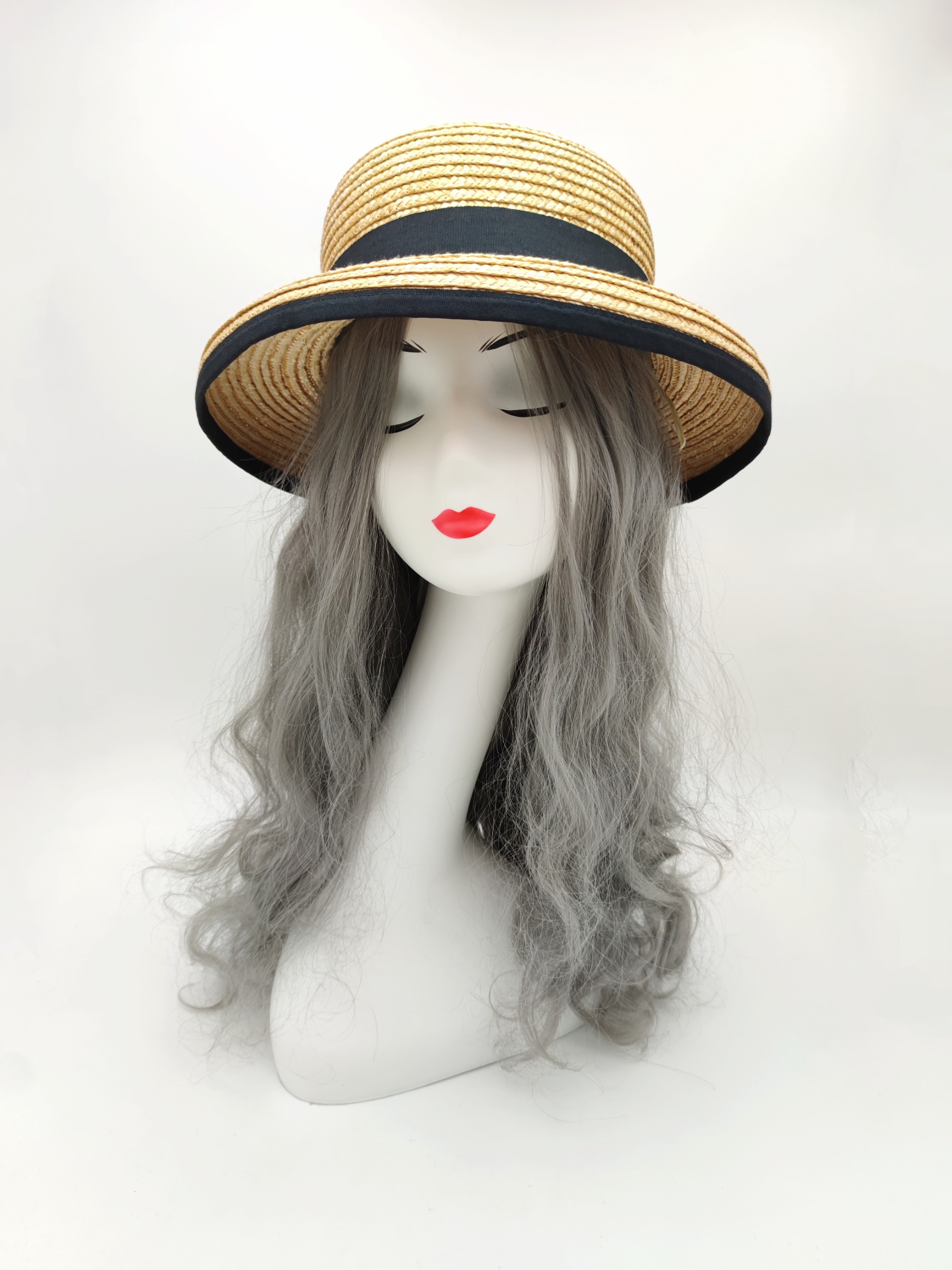 Black Ribbon Summer Hand Weaving Straw Sun Hat
