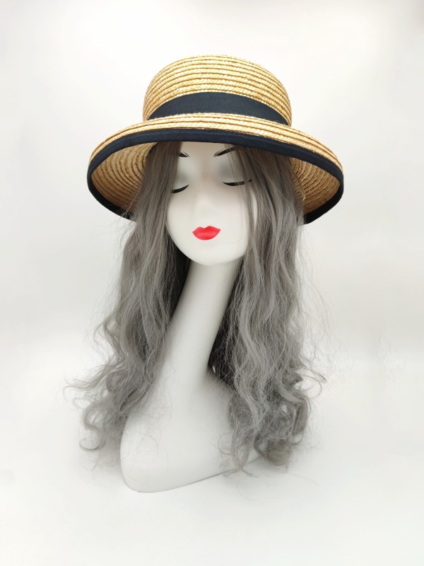 Black Ribbon Summer Hand Weaving Straw Sun Hat