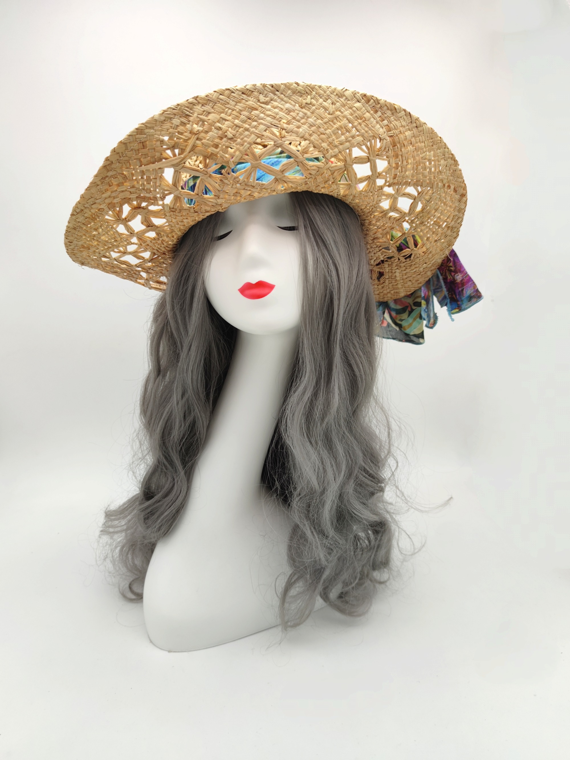 Summer Hand Weaving Straw Sun Hat with Ribbon