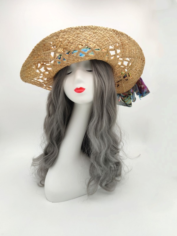 Summer Hand Weaving Straw Sun Hat with Ribbon