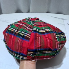 Autumn Winter Shop Mannequin Decoration Tartan Beret Hat