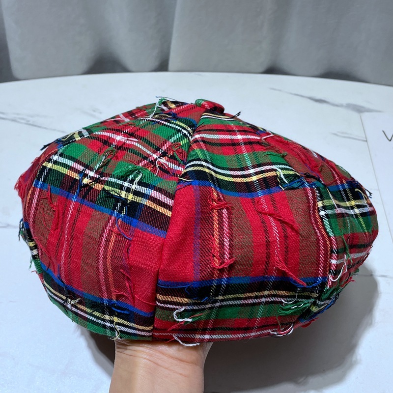 Autumn Winter Shop Mannequin Decoration Tartan Beret Hat