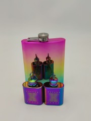 Iridescent Stainless Steel Mini Flask Keychain