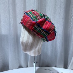 Autumn Winter Shop Mannequin Decoration Tartan Beret Hat