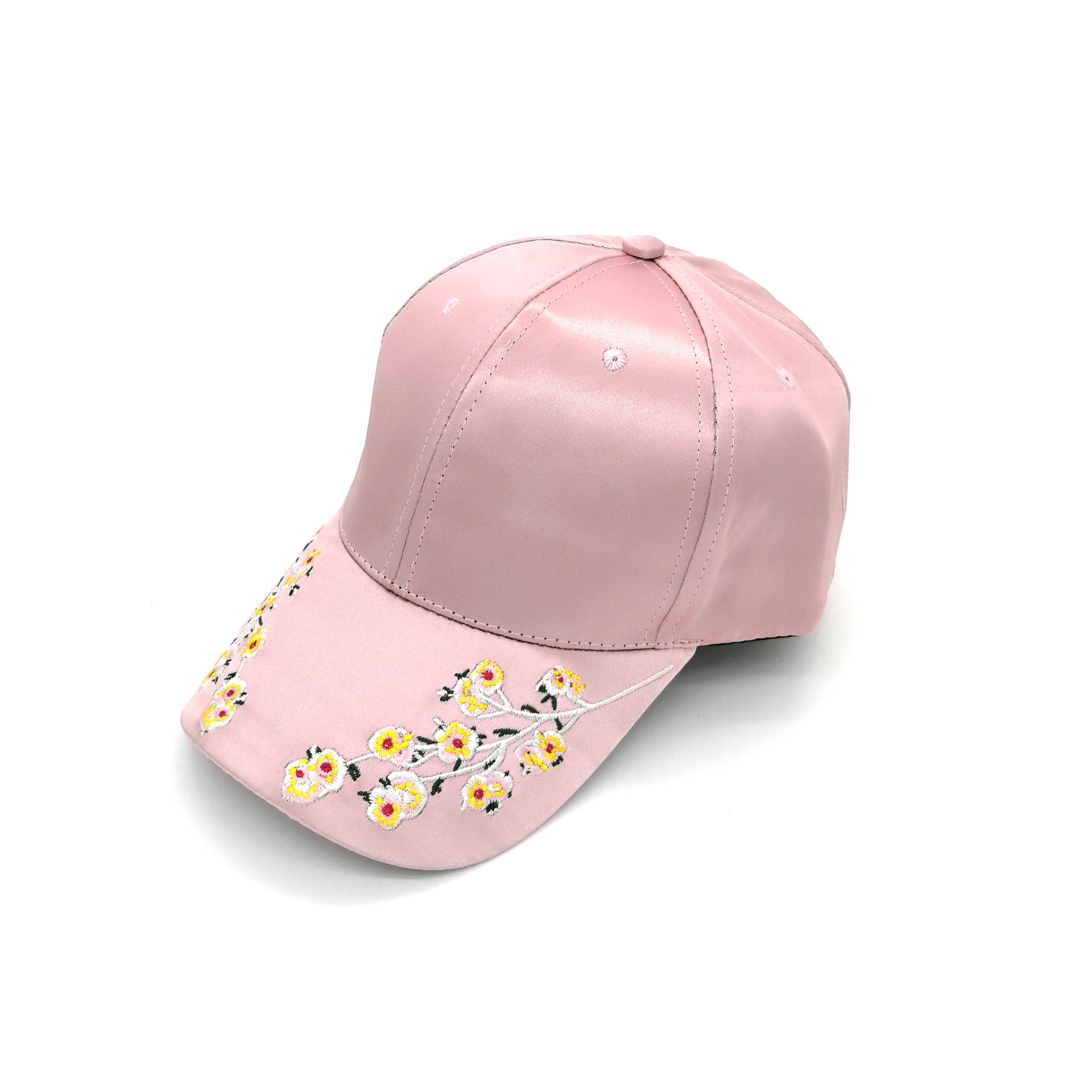 Embroidery Flower Silky Satin Cap