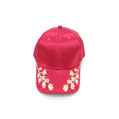 Embroidery Flower Silky Satin Cap
