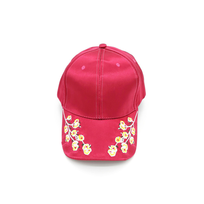 Embroidery Flower Silky Satin Cap