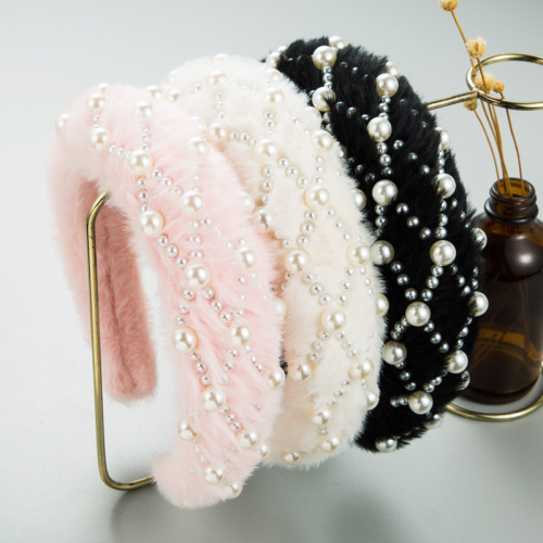 Winter Shop Mannequin Decoration fluffy pearl Headband