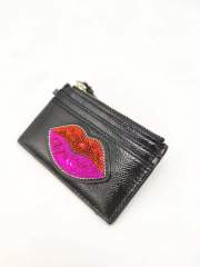 Black PU Pocket Card Holder with Red Lip