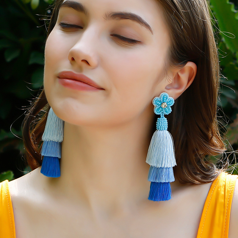 Handmade Beads Tassel Vintage Bohemian Earrings