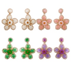 Handbeaded Handmade Beads Flower Vintage Earrings