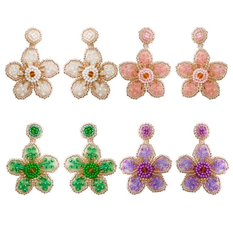 Handbeaded Handmade Beads Flower Vintage Earrings