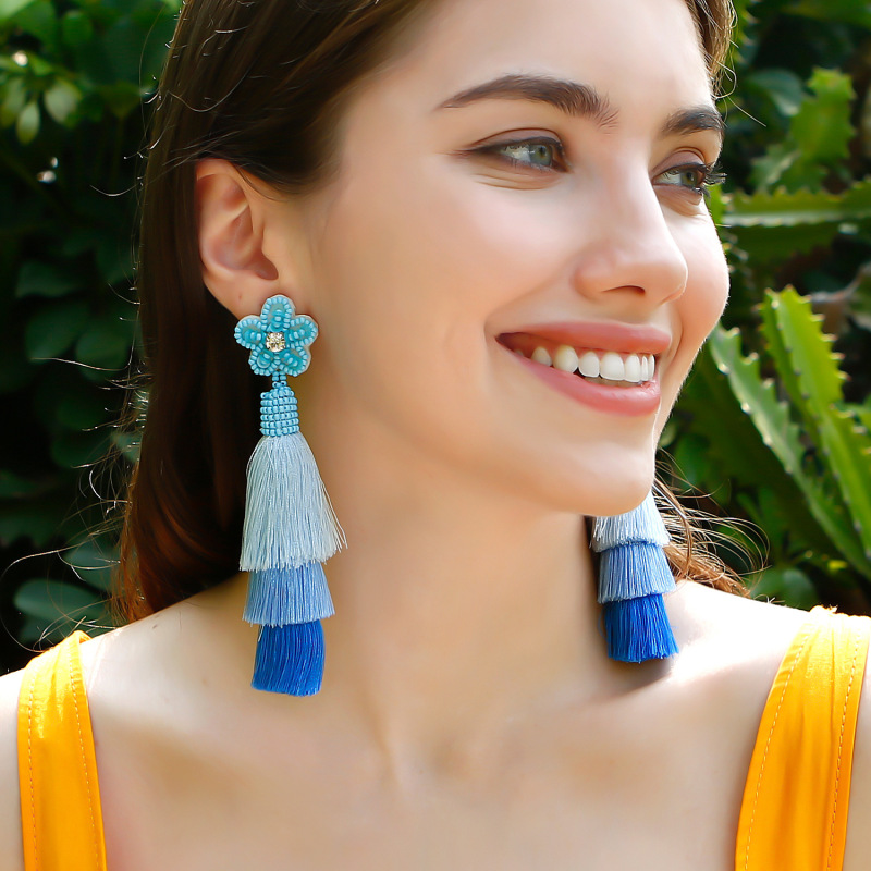 Handmade Beads Tassel Vintage Bohemian Earrings
