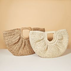 Handmade Straw Wowen Beach Handbag