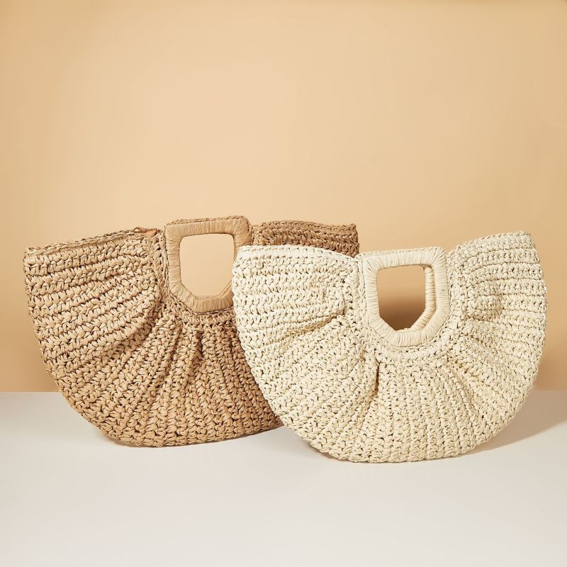 Handmade Straw Wowen Beach Handbag